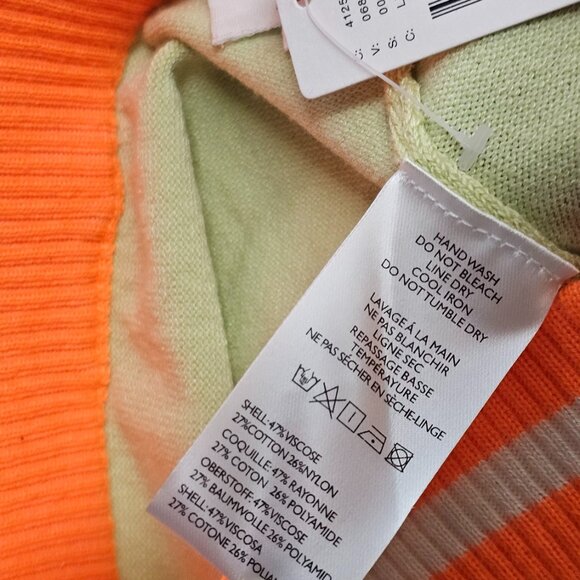 Anthropologie Sweater Shorts High Rise Size Large Neon Stripe Pull On NWT - Picture 4 of 7